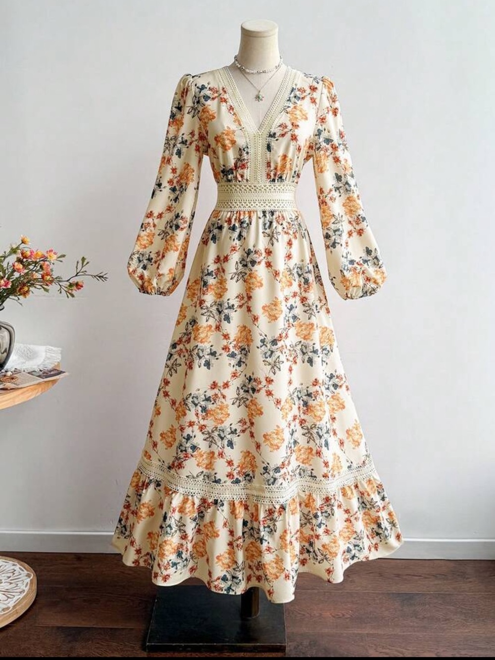 Boho floral print long sleeve maxi dress - Picture 9 of 11